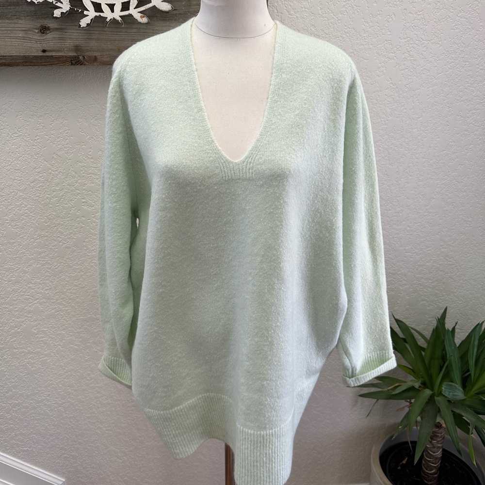 J. Crew Mint Green V-Neck Women's Sweater BB400 size Large NWT